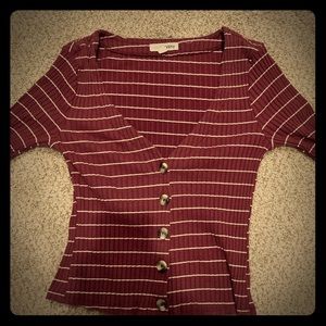 read and white cute cropped shirt